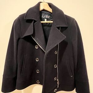 Armani Jeans Women's Elegant Black Peacoat